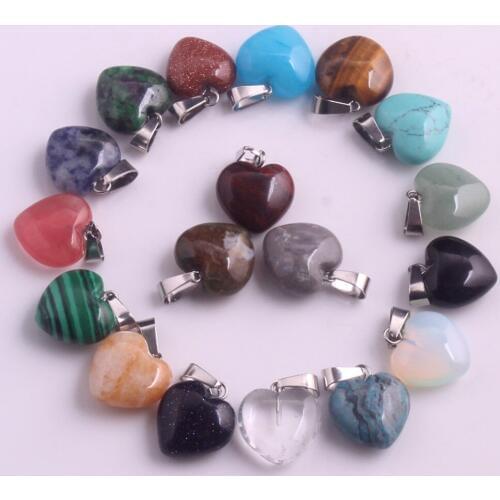 Wholesale 50pcs/lot Mahagony Obsidian Natural Stone 16mm Charms Love Heart Necklace Pendants for Jewelry Making Free Shipping