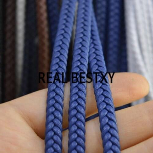 REAL BESTXY 5m/lot Super fiber leather cords 6*3mm braided flat leather strings for bracelets making DIY leather rope cords