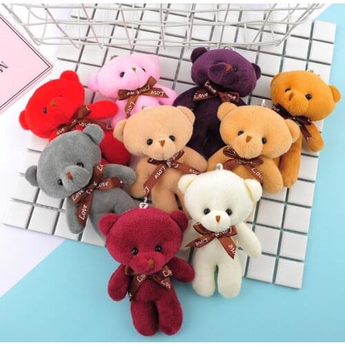 13CM Bear Stuffed Plush Plush Toys Stuffed Animal Schoolbag Pendant Keychain Pendant Cute Bow Animal Plush Toy Party Decoration