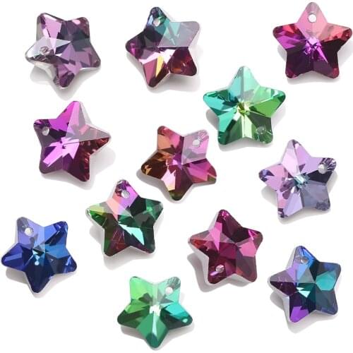 Pentagram Lampwork Glass Beads For Jewelry Making Bulk 14mm Austria Pendant Crystal Beads For Bracelets DIY Crafts Murano 20pcs