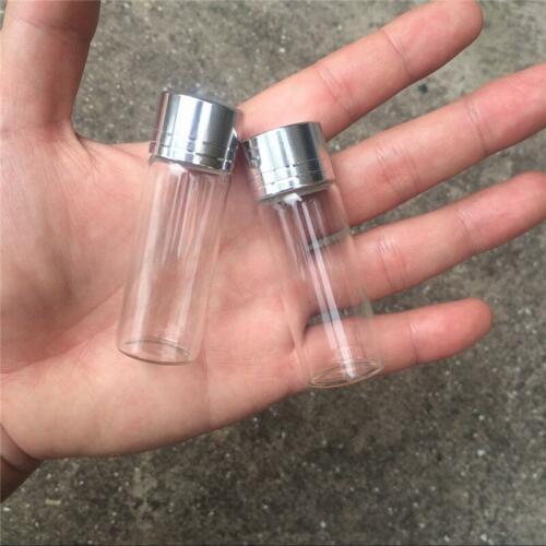 14ml Glass Bottles Screw Cap Silver Aluminium Lid Empty Glass Jars Vials Bottles Sealing up Skin Care Cream 100pcs