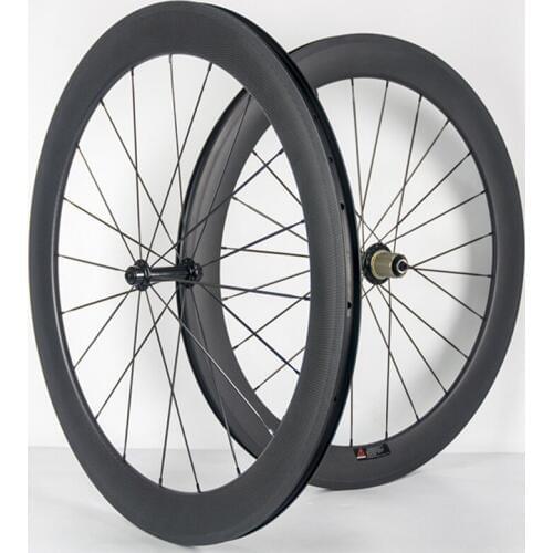 Carbon wheelset 60mm tubular 23mm width 3K weave bicycle wheelset with powerway R13