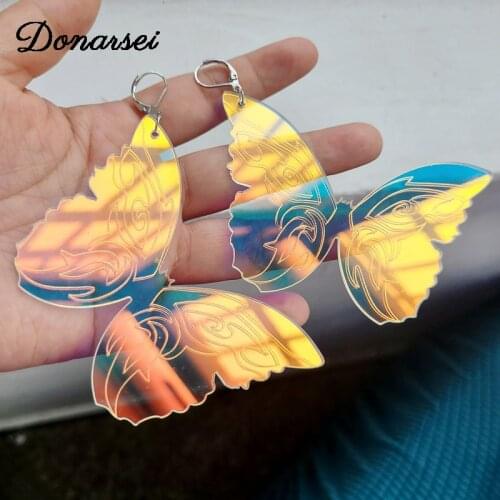 Donarsei Exaggerated Big Butterfly Ear Clip For Women Shining Animal Laser Ear Cuff Clip On Earrings Party