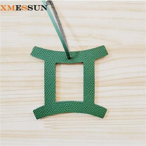 New 12 Zodiac Gemini Horoscope Constellation Keychain Pendant Women Trendy Backpack Bag Charm Fashion Genuine Leather Charm Ins
