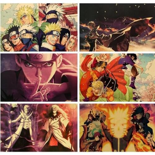 Japanese Cartoon Anime Poster Vintage Kraft Paper Wallpaper Stickers Bedroom Decoration Paintings Anime Wall Collage Home Decor