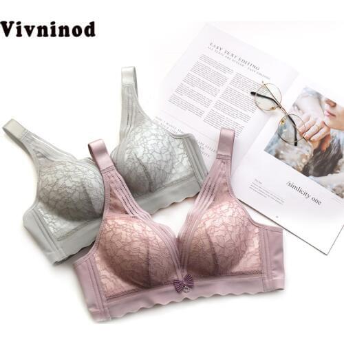 Women Underwear Push Up Small Chest Large Size Wire Free Sexy Lace Thin Cup Bra for Women Adjustment Lace Bra 40C 42C Vest Bras