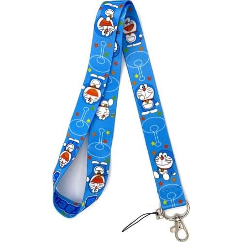 10pcs Anime Doraemon Neck Strap Lanyard keychain Mobile Phone Strap ID Badge Holder Rope Key Chain Keyrings cosplay Accessories
