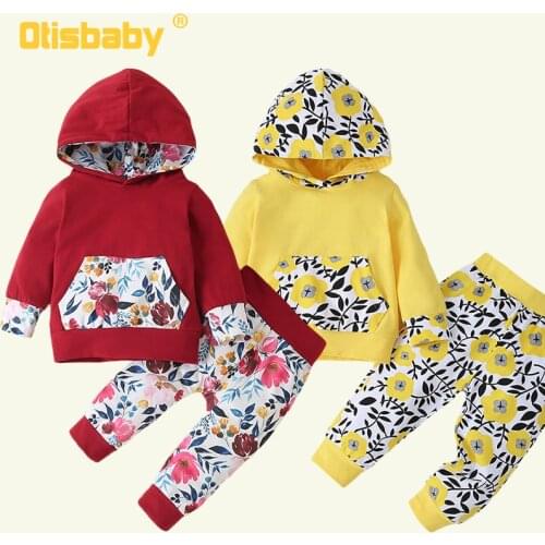 2Pcs/sets Floral Hoodies + Tights Reborn Baby Clothing Sets for Boy Girl Tracksuit Sweet Newborns Oversized Sweatshirt Clothes
