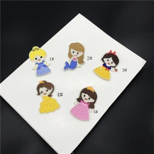 5Pcs/ 3.5X6cm Child Little Princess Applique Clothing Embroidery Patch Fabric Sticker Iron On Patch Craft Sewing Repair