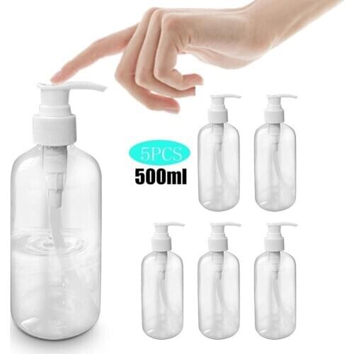 5 Pcs 500ml Plastic Empty Spray Bottle Transparent Refillable Bottle Outdoor Cleaning Bottle Suitable for Travel Equipment
