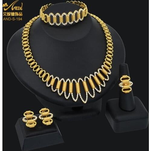 ANIID Necklace Gold Jewelry Set For Women 24K Original Plated Dubai Wedding Habesha Nigerian Eritrean Ethiopian Nigeria Rings