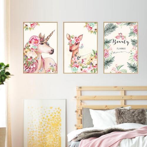 Large Cartoon Unicorn Picture Frame Wall Stickers art Murals for Living Room Furniture Decor Kindergarten Baby room Home Decor