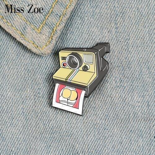 Camera Enamel Pin Custom Photo Picture Brooches for Shirt Lapel Bag Creative Badge Funny Jewelry Gift for Kids Friends