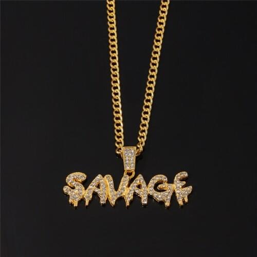 Bling Bling Savage Letter Necklace & Pendant Fashion Trendy Chain Choker Hip Hop Jewelry for Men Women Party
