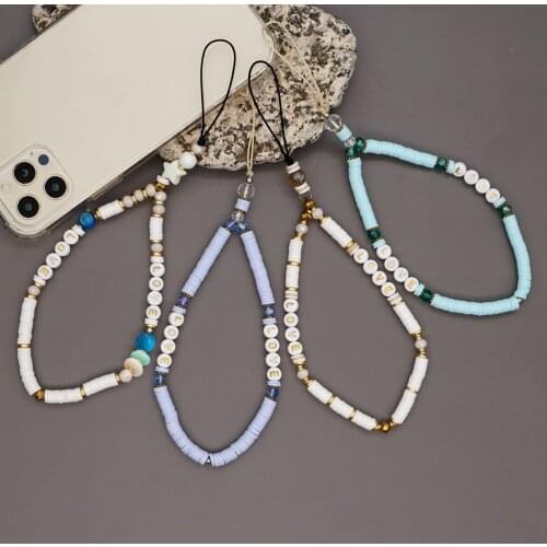 1pcs Mobile Strap Phone Charm Beads Clay Beaded Phone Chain 2021 LOVE Telephone Jewelry for Women Anti-Lost Lanyard