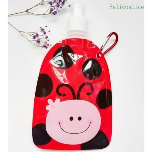 480ML Children Kids Baby Cartoon Lovely Eco-friendly Hiking Portable Folding Water bottle BPA Free