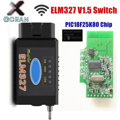 ELM327 V1.5 Switch HS-CAN/MS-CAN for Ford FORScan OBD2 Diagnostic Scanner elm 327 1.5 bluetooth ELM-327 WIFI PIC18F25K80 Chip