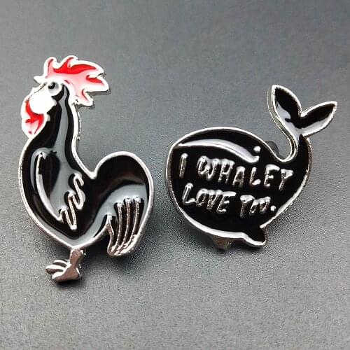 Black Rooster Enamel Cartoon Pins Brooches Badges Bags Metal Pin Gifts For Friends Jewelry Brooch DIY Clothes backpack