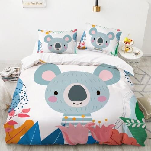 Cartoon Animal 3d Printed Bedding Set Single Size Kids Bed Linen Set Twin Full Comforter Cover Set with Pillowcase Cute Bed Set