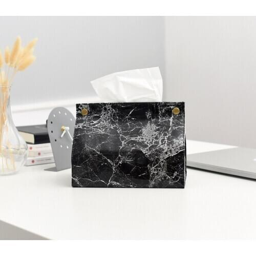 Nordic ins marble grain leather tissue box household living room dining table pumping box storage tissue bag storage box