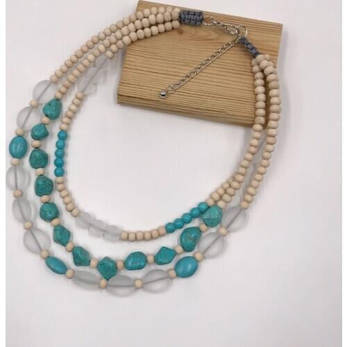 Kara&Kale Boho Fashion Jewelry Collar Necklace Wood Resin and Natural Stone Beads Earthy Collares Necklace Women Accessories