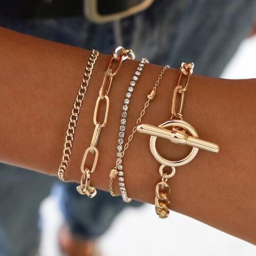 Fashion Metal Geometric Bracelet Bangle Womens Vintage Set Auger Refill Multilayer Alloy Bracelet Bangle Jewelry for Girls