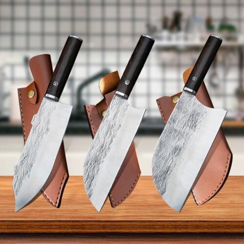 Utility Cooking Chef Knife Set High Hardness Steel Kitchen Vegetable Knives Meat Cleaver Paring Chef Knife Sheath