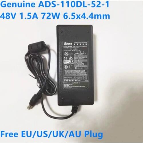 Genuine ADS-110DL-52-1 480072G 48V 1.5A 1.25A 72W AC Switching Adapter For Dahua Hikvision POE Monitoring Power Supply Charger