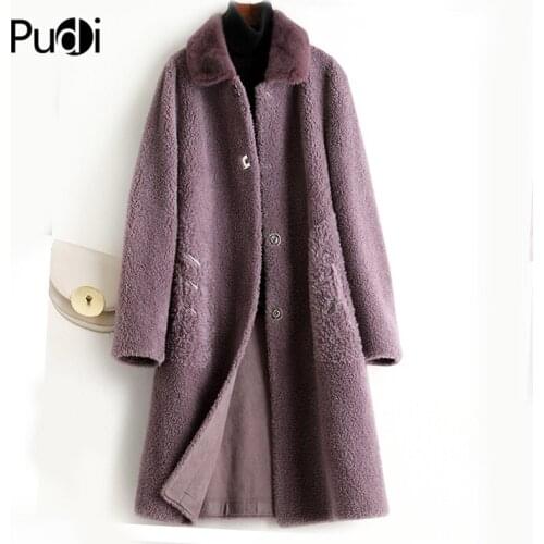 Aorice Women Real Wool Fur Coat Jacket Trench Winter Warm Female Sheep Shearing Over Size Parka With Real Mink Fur Collar A50017