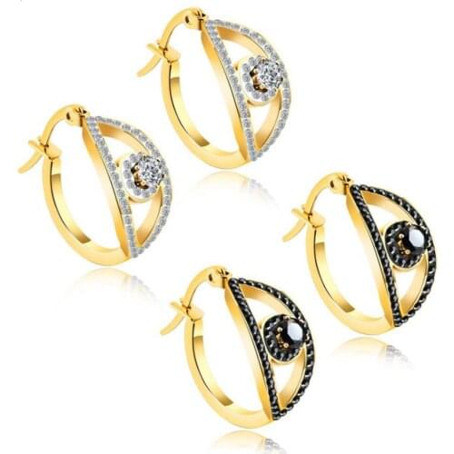 Lan Palace Fashion ins Hyperbole Black Eyes Stainless Steel Earrings Jewelry ArtificiCubic zirconia Earrings For Women Best Gift