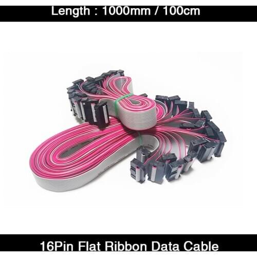 HD 10Pcs/Lot 1000mm/100cm/1m Length 16Pin Flat Ribbon Data Cables for LED Display Receiving Card Connection