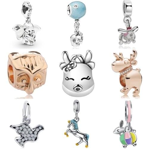 2020 Animal charms pendant Elephant mouse horse bead jewelry making fit pandora bracelet & bangle accessories for women gift