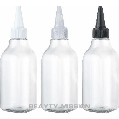 BEAUTY MISSION 200ML Clear Plastic Bottle With Pointed Mouth Cap , 200CC Cosmetic Water Skin Care Bottle , Makeup Sub-bottling