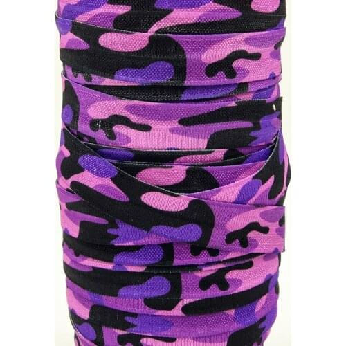 Q&N ribbon wholesale/OEM 5/8inch 16mm 161020015 Camouflage printed ribbon folded over elastic FOE for hairbows free shipping