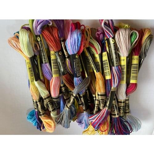 41 Variegated Colors Mercerized Egyptian Cotton Embroidery Floss 8 meters per skein Color Variation Cross stitch Thread