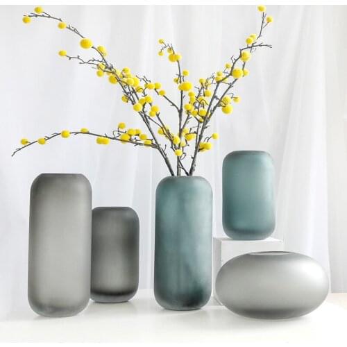 European-Style High-End Simple Frosted Texture Classic Glass Vase Flower Flowers Artificial Flower Arrangement Home Living Room