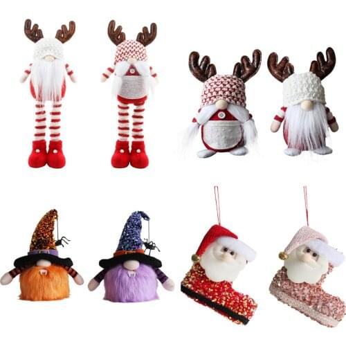 Christmas Long Legs Faceless Doll Elf Dwarf with Elk Hat Dwarf Doll Pumpkin Ghost Antlers Christmas Stocking Santa Claus Gift