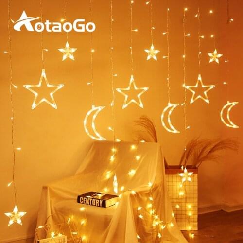 Christmas Holiday Lights LED Fairy Star Garland Curtain String Light Decor Window Room Outdoor Decoration Wedding Party Lamp