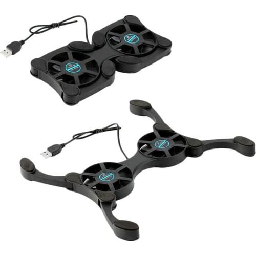 Folding USB Laptop PC Notebook Cooler Desktop Stand Heat Sink Radiator Dual Fan Computer Holder