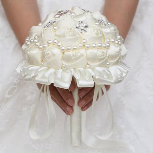 Wedding Accessories Bouquets Sweet 15 Quinceanera Flower Pearls Artificial Flowers Bridesmaid Bridal Holding Flowers W225