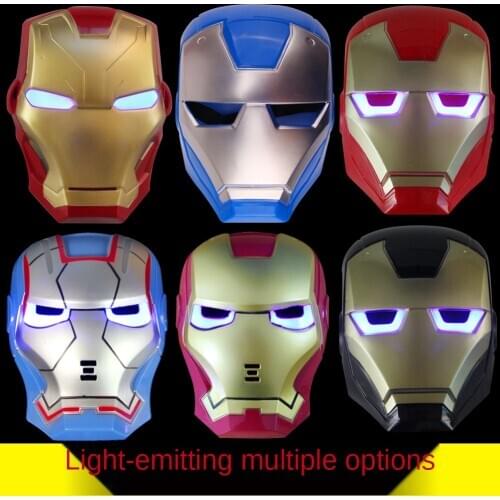 Disney Original Halloween Children Cartoon Anime Show Performance Mask Steel Warrior Supplies Luminous Steel Mask with Light
