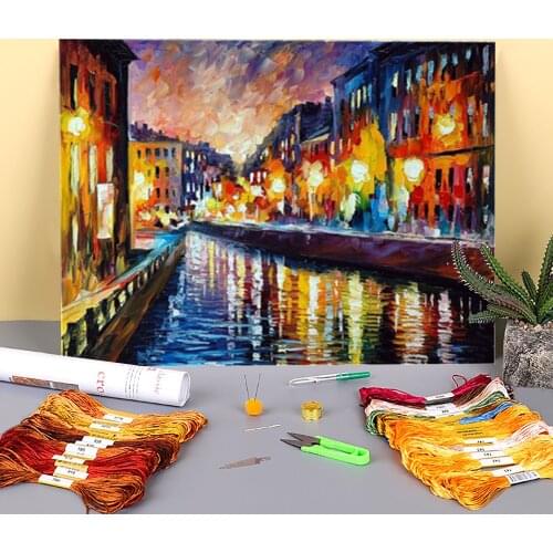 Landscape Printed Fabric 11CT Cross Stitch DIY Embroidery Patterns DMC Threads work Handmade Handiwork Hobby Sales