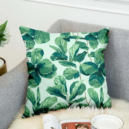 Tropical Plants Pillow Case Polyester Decorative Pillowcases Green Leaves Throw Pillow Cover Square Poszewki Na Poduszki 12