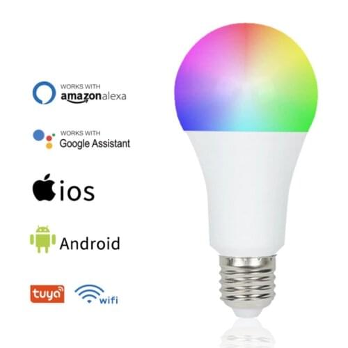 9W Tuya Smart WiFi Light Bulb Voice Control E27 Rgbcw Dimming and Color-Changing A19 Globe Use with Alexa Google Assistant
