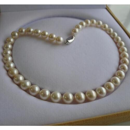 Jewelry Free Shipping Send mother pearl 10-11mm round freshwater pearl natural necklace FINE JEWELRY 18IINCH
