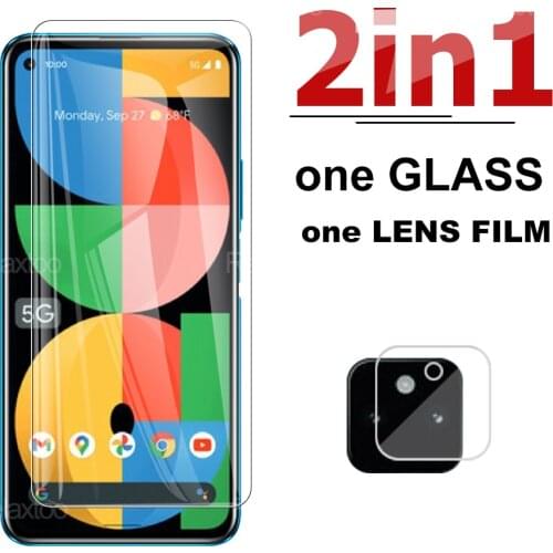 2in1 Screen Camera Lens Protector Glasses For Google Pixel 5a 5G Full Cover Tempered Protective GlassFor Google Pixel 5a Film