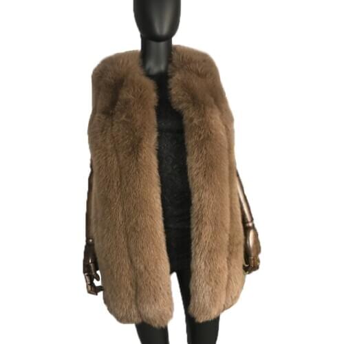 Fur Vest Jackets Fox Fur Coat 2020 Autumn Winter Fashion Elegant Women Outerwear Sleeveless Waistcoat
