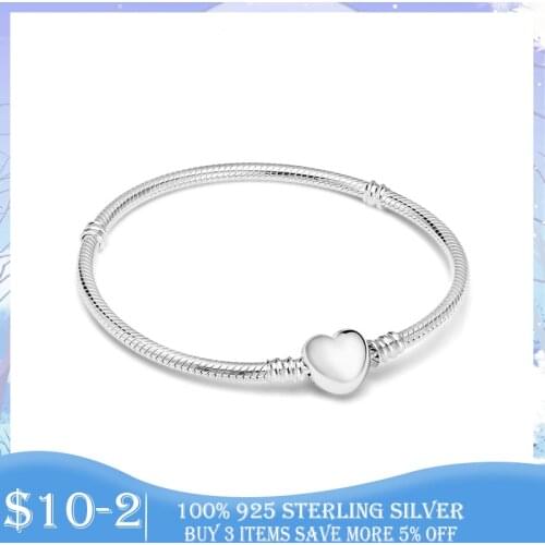 Heart Clasp Women Bracelet 925 Sterling Silver Heart Clasp Snake Chain Charm Bracelet For Women Sterling Silver Jewelry Making