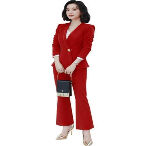 Womens dress suit new OLprofessional wear ladies suit suit office ladies overalls long-sleeved temperament suit pants two-piece