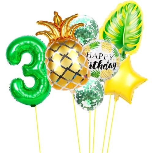 1set Candy Fuit Pineapple Birthday Party Decorations Foil Balloons 32inch Green Helium Balls Baby Shower Supplies Air Globos